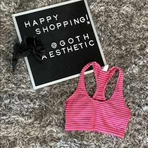 Hot Pink Striped Sports Bra